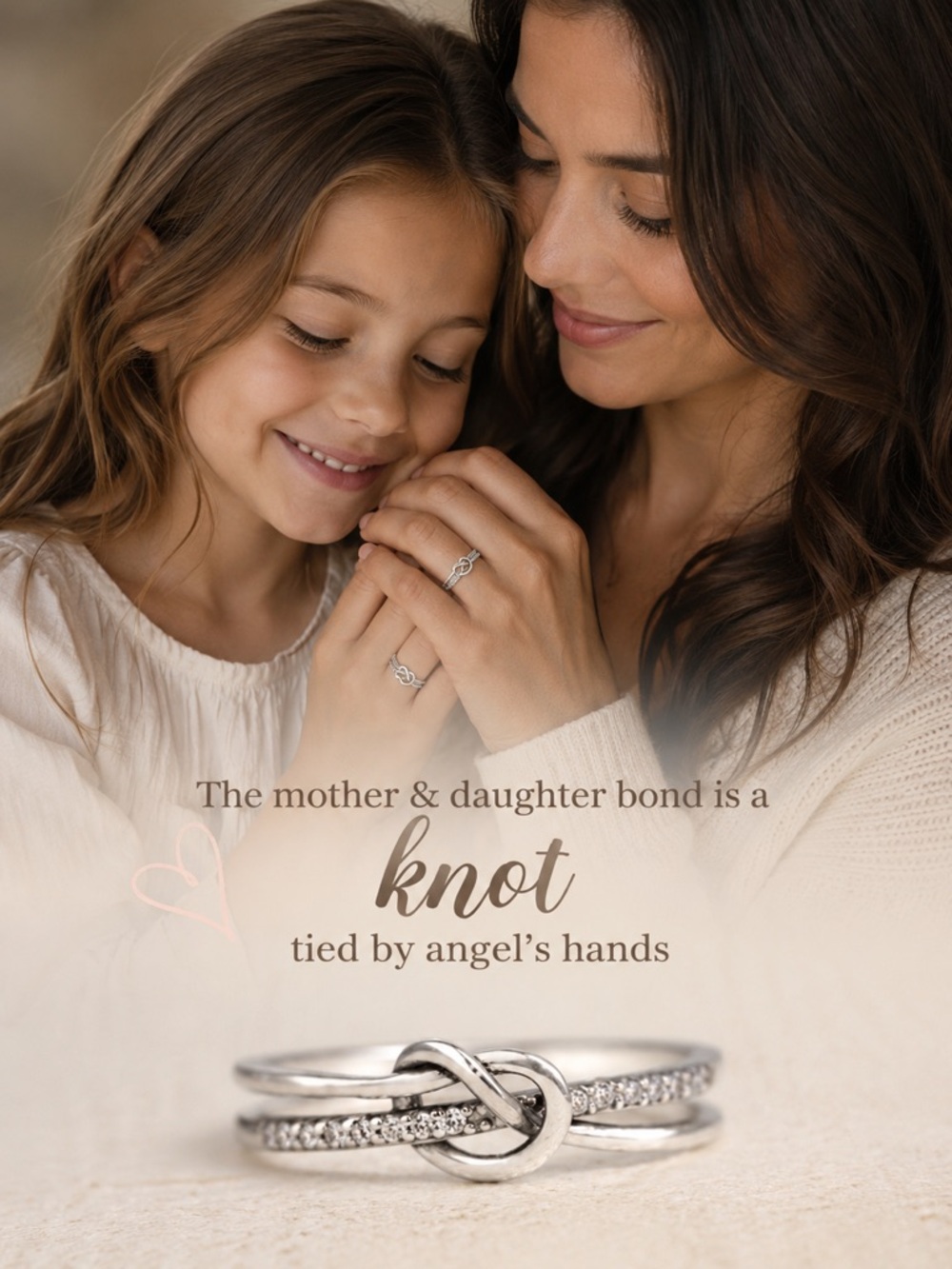 Mother & Daughter Infinity Knot Ring – Love Crystal Band | Mother’s Day Gift